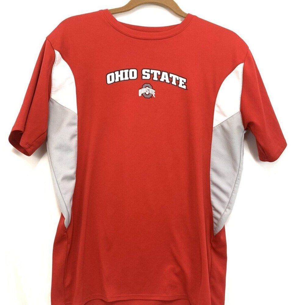 Pro Edge Shirt Mens Medium Red White Gray T-Shirt The Ohio State University Logo